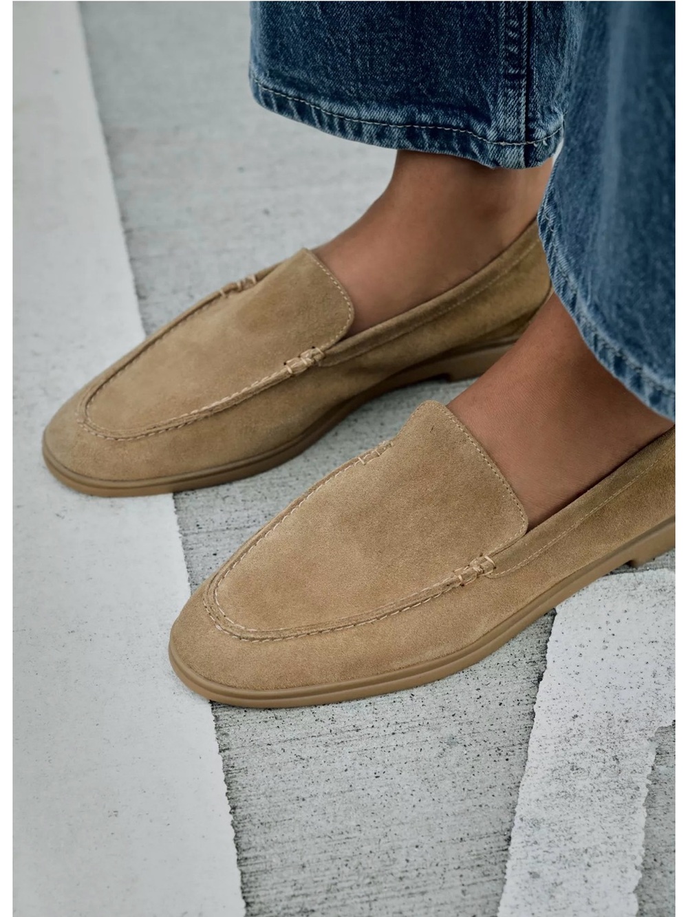 Zara Women's Suede Loafers in Light Brown